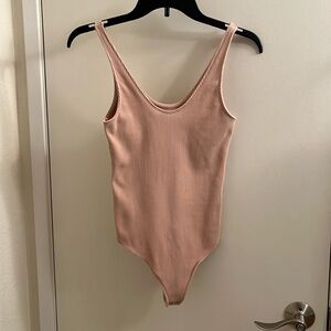 Abercrombie & Fitch Soft Collection Blush Pink ribbed Thong Bodysuit Small